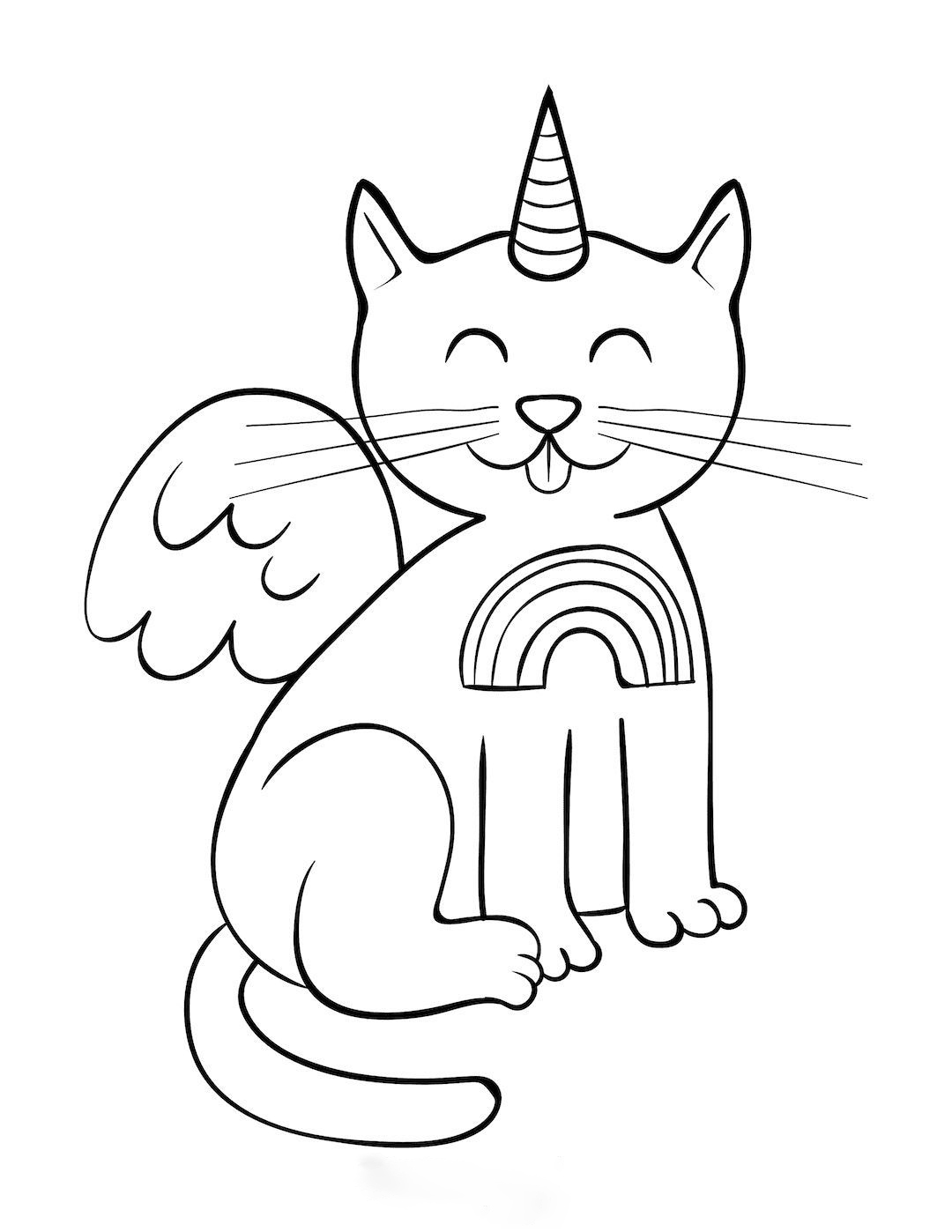 Unicorn Cat with wings Coloring Pages - Unicorn Cat Coloring Pages - Coloring  Pages For Kids And Adults