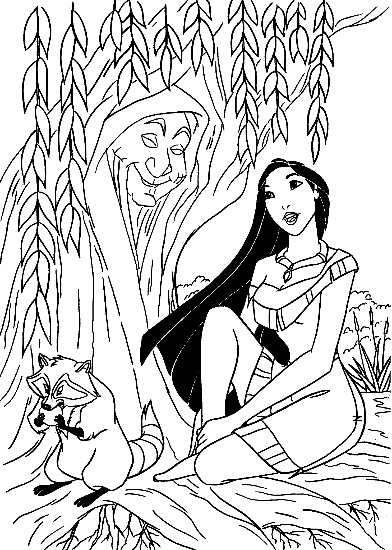 Pocahontas And Grandmother Willow Coloring Page - Free Printable Coloring  Pages for Kids