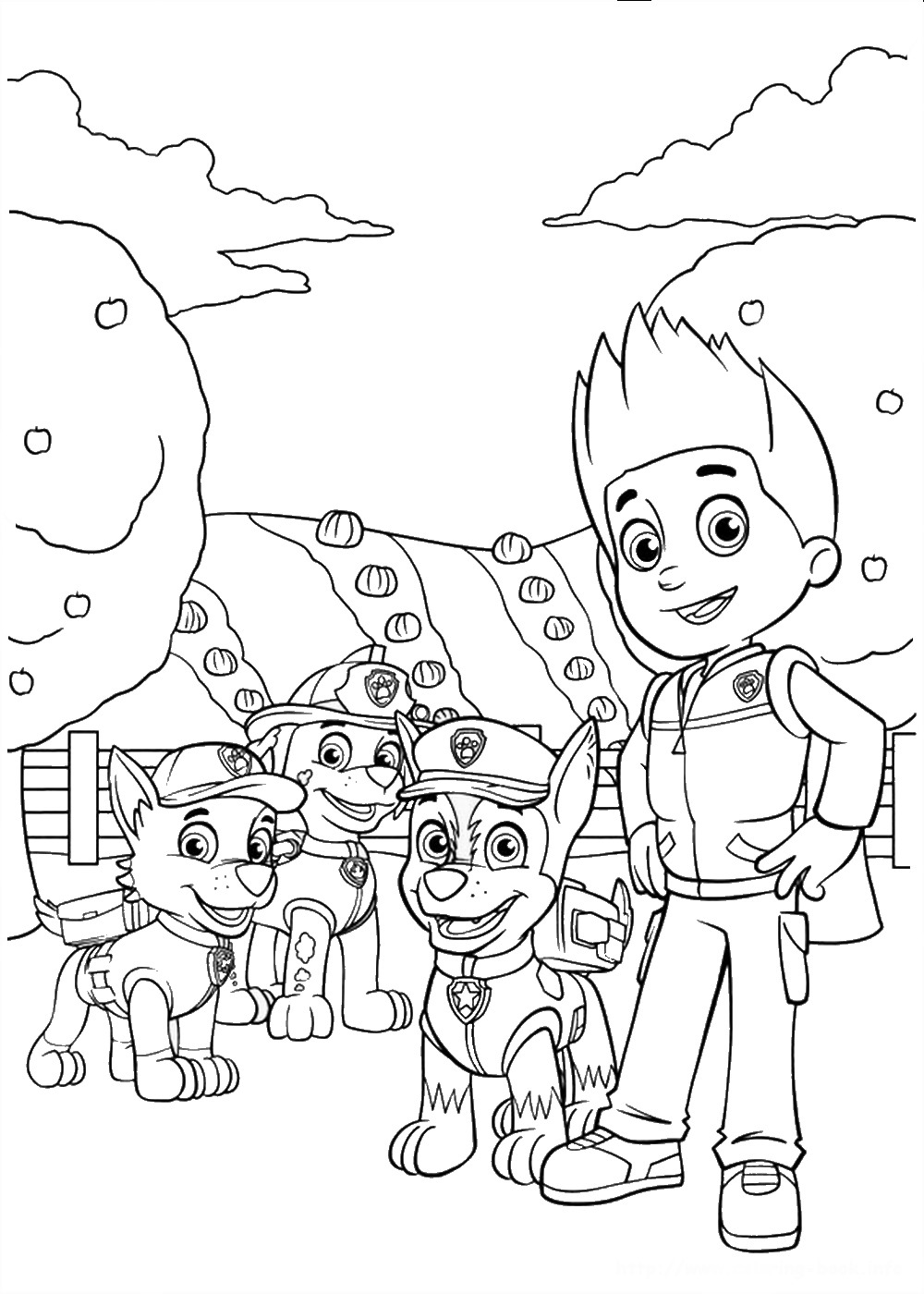 Paw Patrol Ryder With Chase Rocky Coloring Pages - Coloring Cool