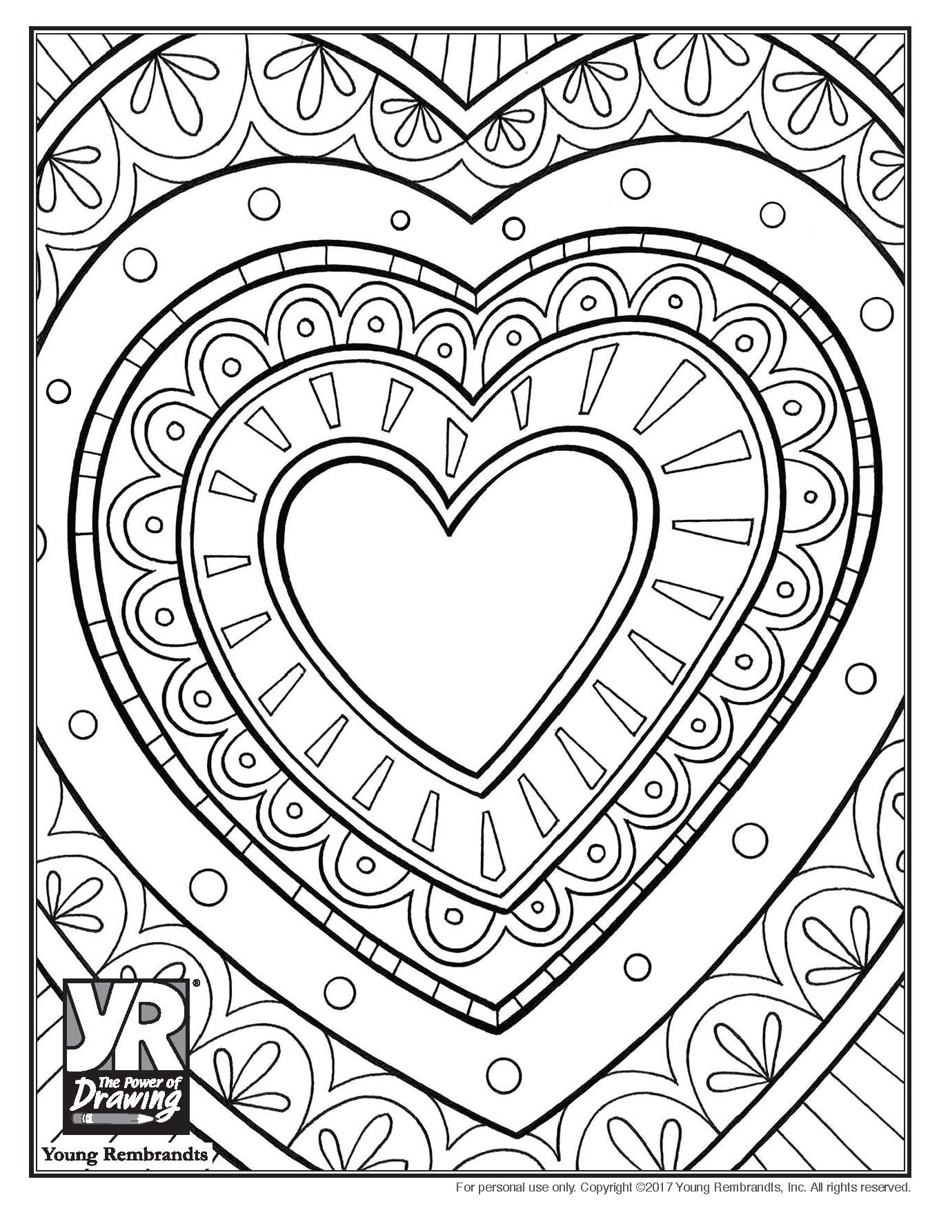 Doily Heart Coloring Page - Young Rembrandts Shop
