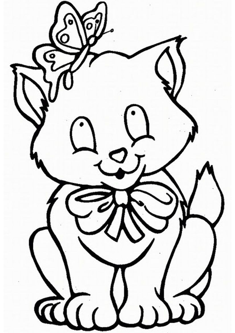 Kittens With N Butterflies Free Coloring Pages   Coloring Home