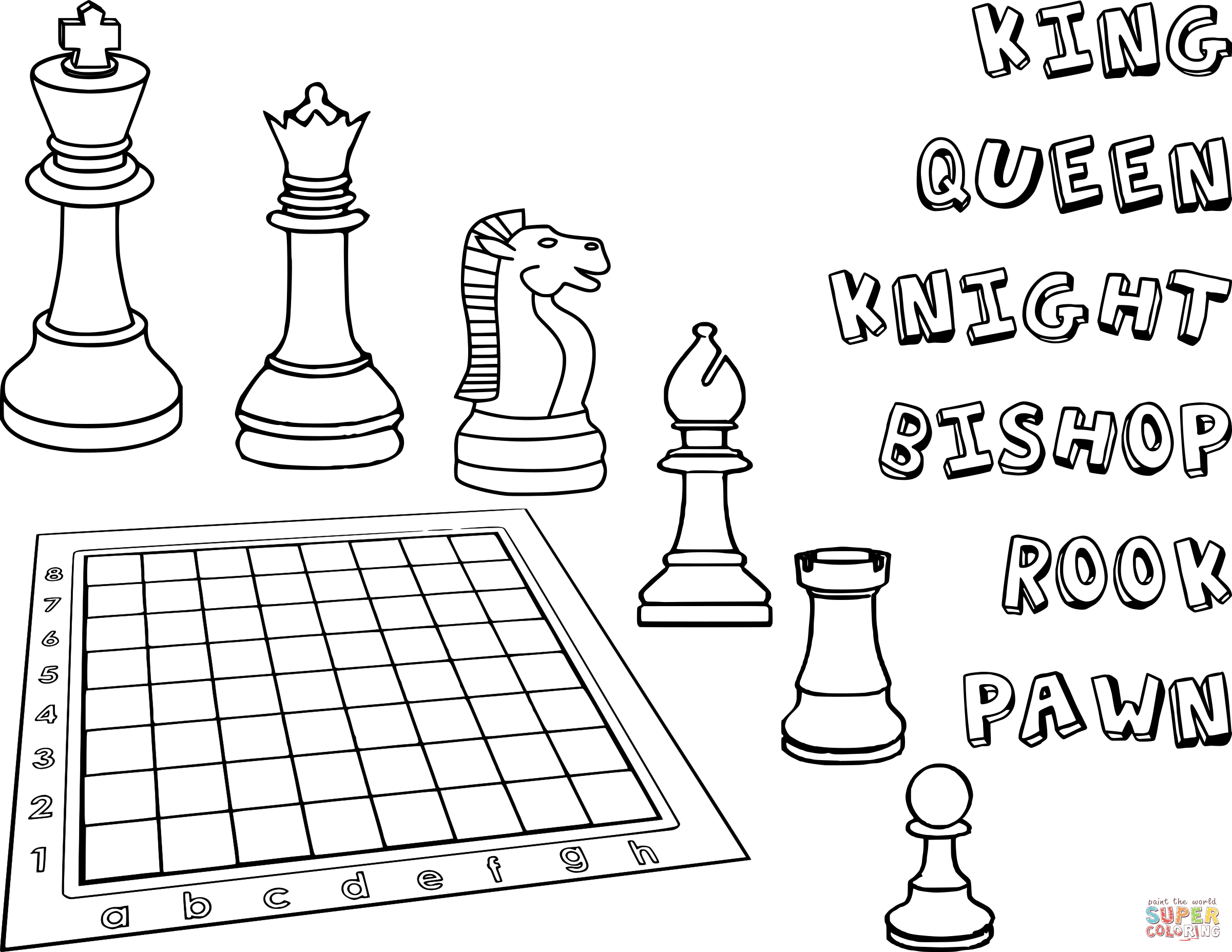 Chess Pieces coloring page | Free Printable Coloring Pages