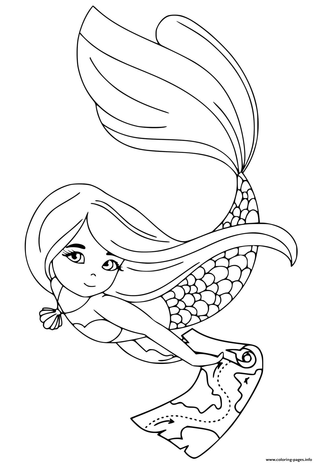 This Mermaid Has A Treasure Map Coloring Pages Printable