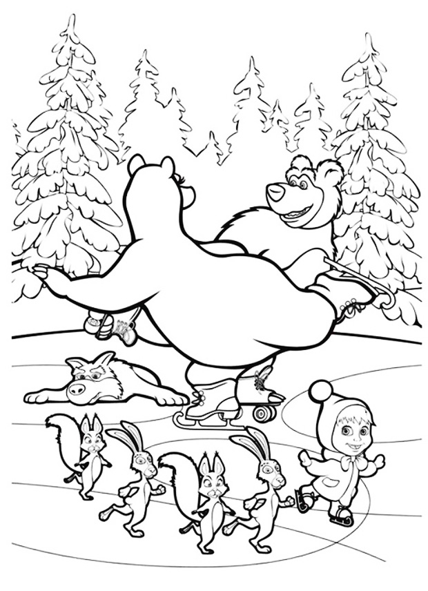 Masha and The Bear Coloring Pages Free Download - Guided