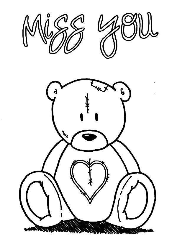 Teddy I Miss You Coloring Pages : Batch Coloring