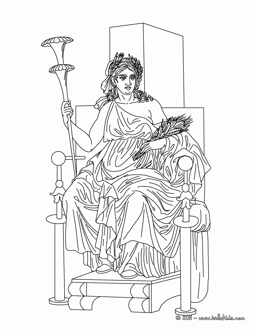 Demeter the greek goddess of the harvest coloring pages - Hellokids.com
