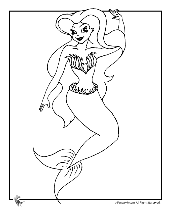 Mermaid Coloring Page 3 - Woo! Jr. Kids Activities