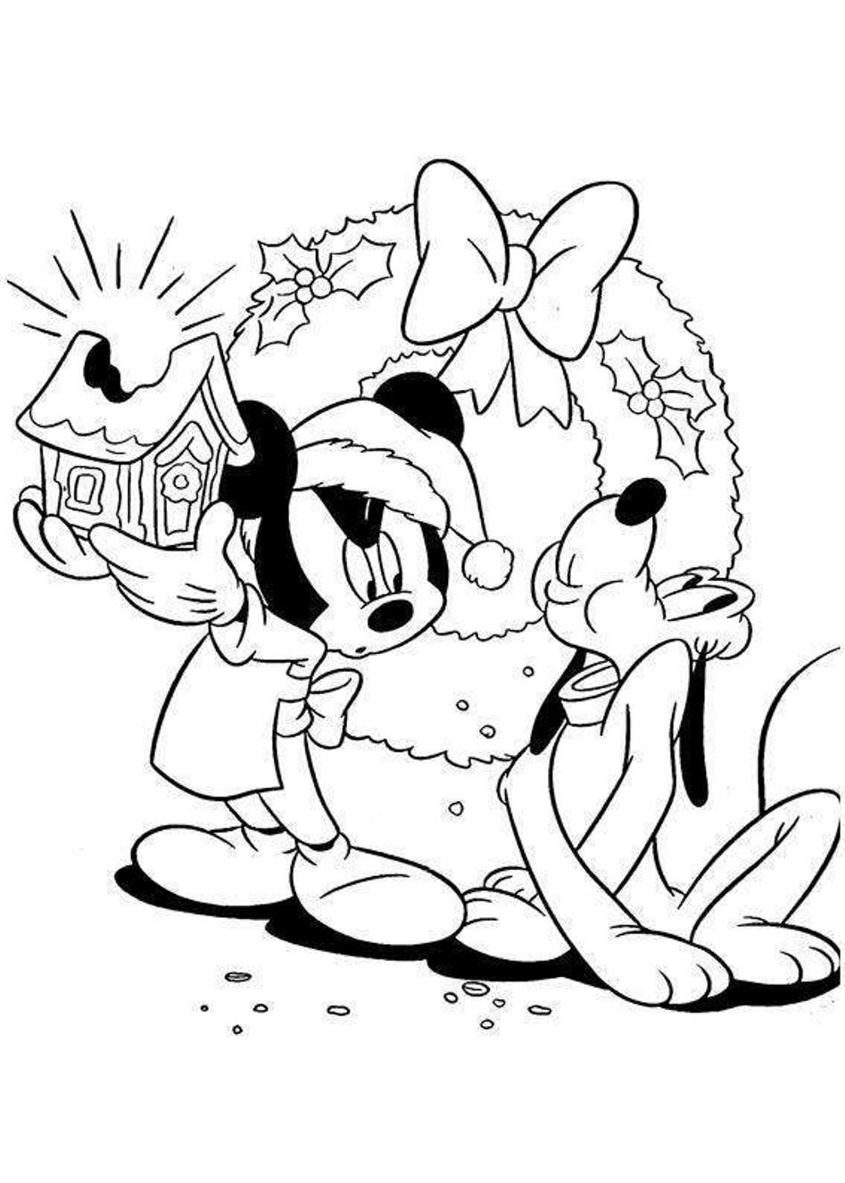 Mickey Mouse Christmas Coloring Page To Download And Print For Free