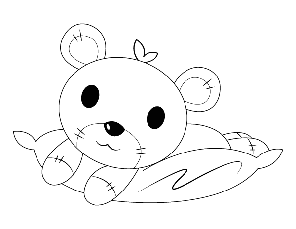 Printable Teddy Bear And Pillow Coloring Page