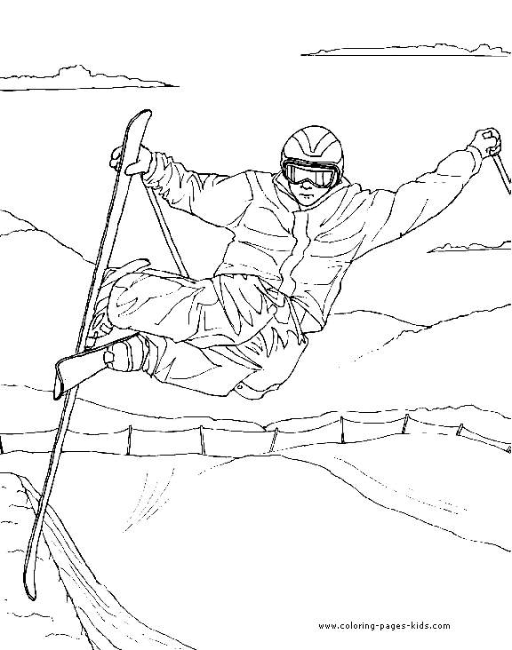 Freestyle Skiing color page - Coloring pages for kids - Sports coloring  pages - printable coloring pages - sport color pages - kids coloring pages  - coloring sheet - coloring page -