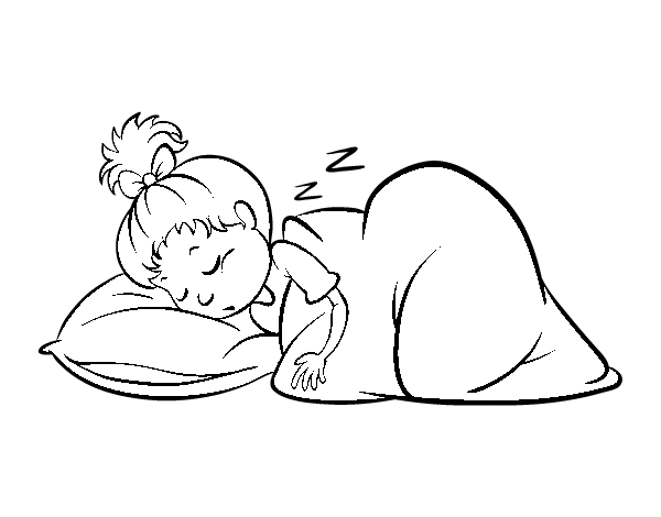 Sleeping little girl coloring page - Coloringcrew.com