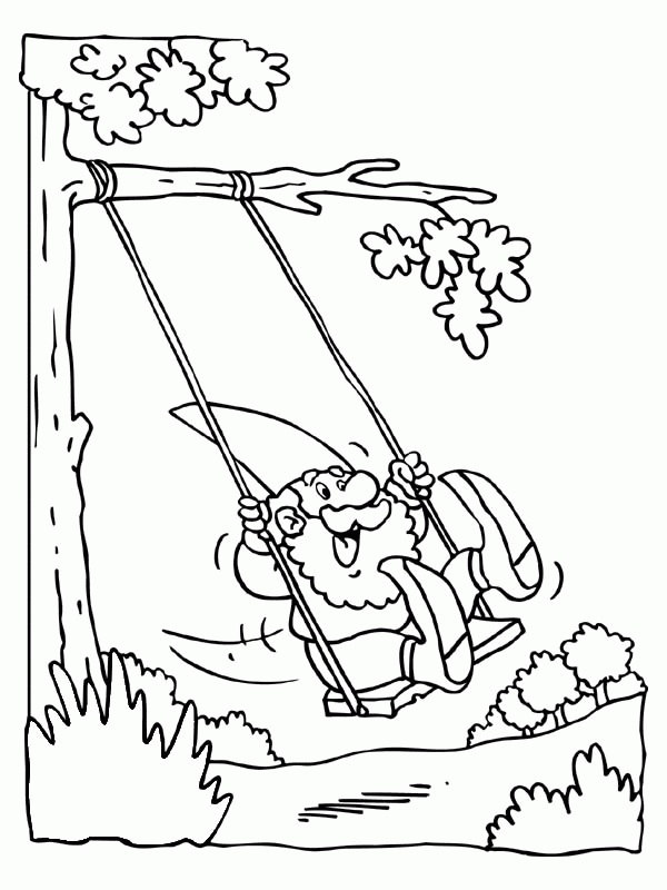 Gnome Playing Swing Coloring Page - Free & Printable Coloring ...