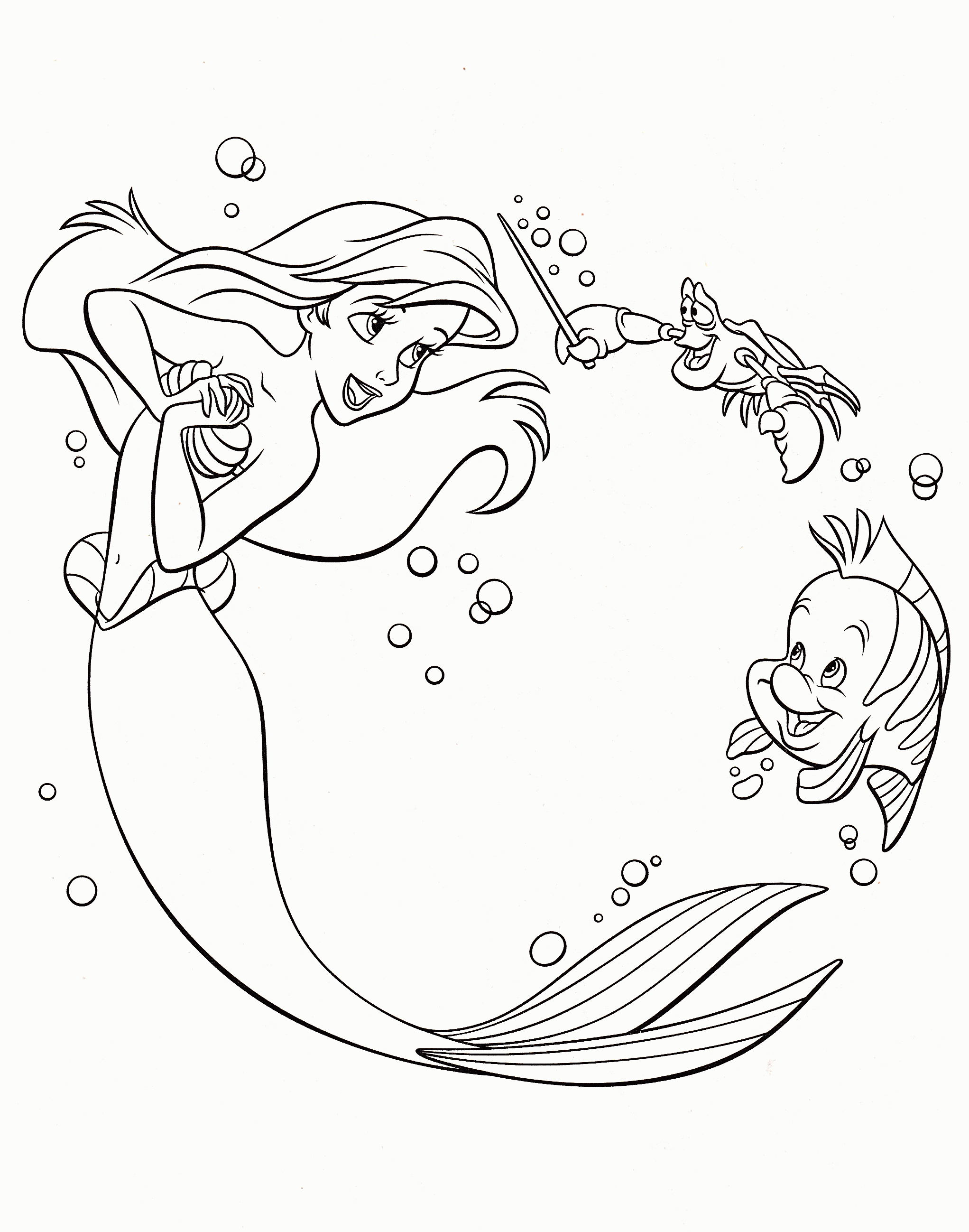 Ariel And Flounder Coloring Pages   High Quality Coloring Pages ...