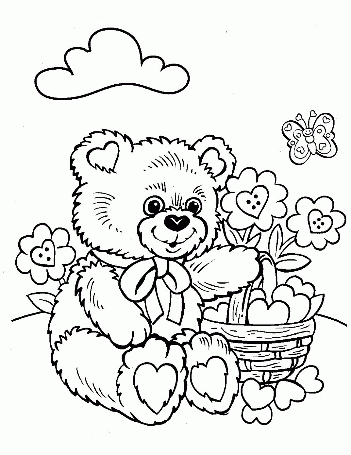 Printable Teddy Bear playing in garden enjoying sunlight - Didi ...