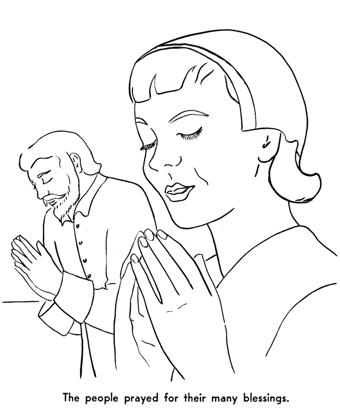 Pilgrims First Thanksgiving Coloring Page - Pilgrims offered 