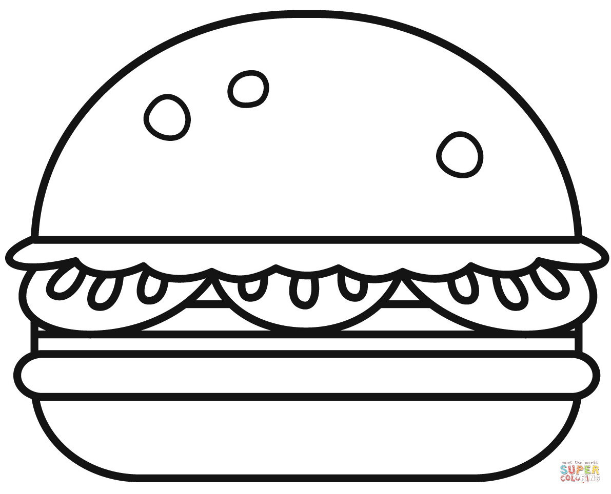 Гамбургер рисунок раскраска