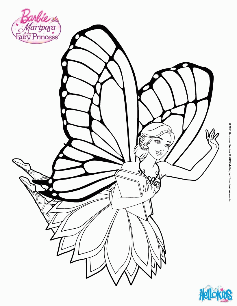 BARBIE MARIPOSA coloring pages - Mariposa Flying Through Flutterfield
