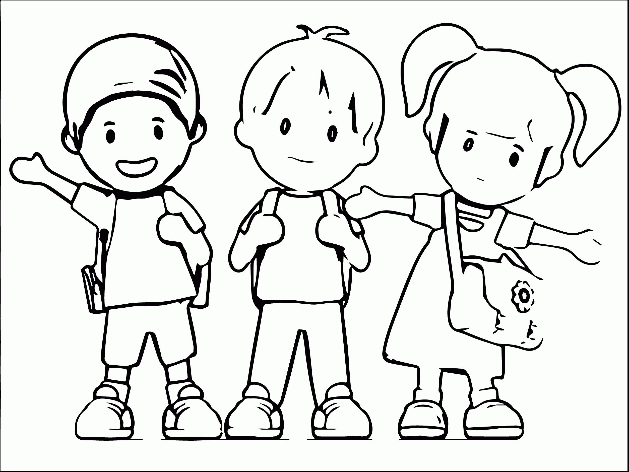 146d Cartoon School Kids Clipart 1024Ã 768 Kids We Coloring Page