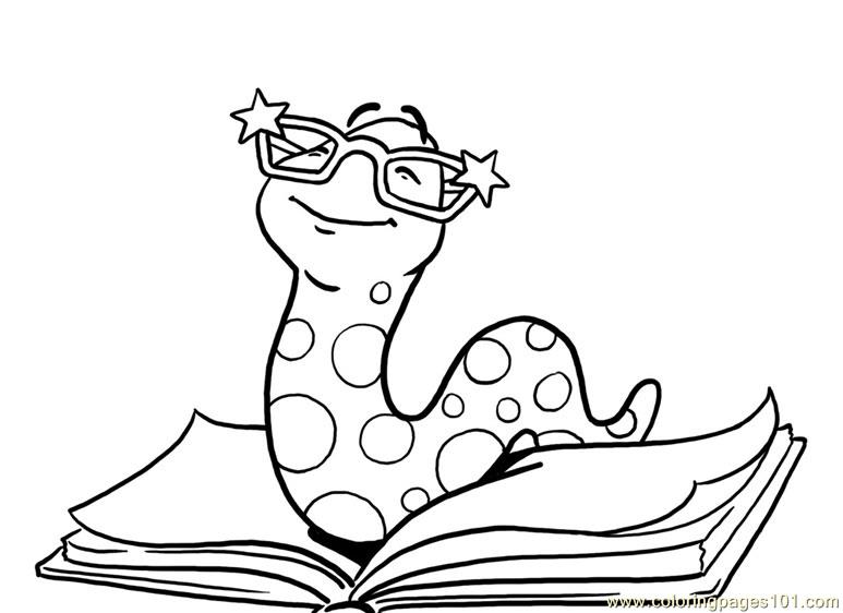 Book worm Coloring Page - Free Worms Coloring Pages ...