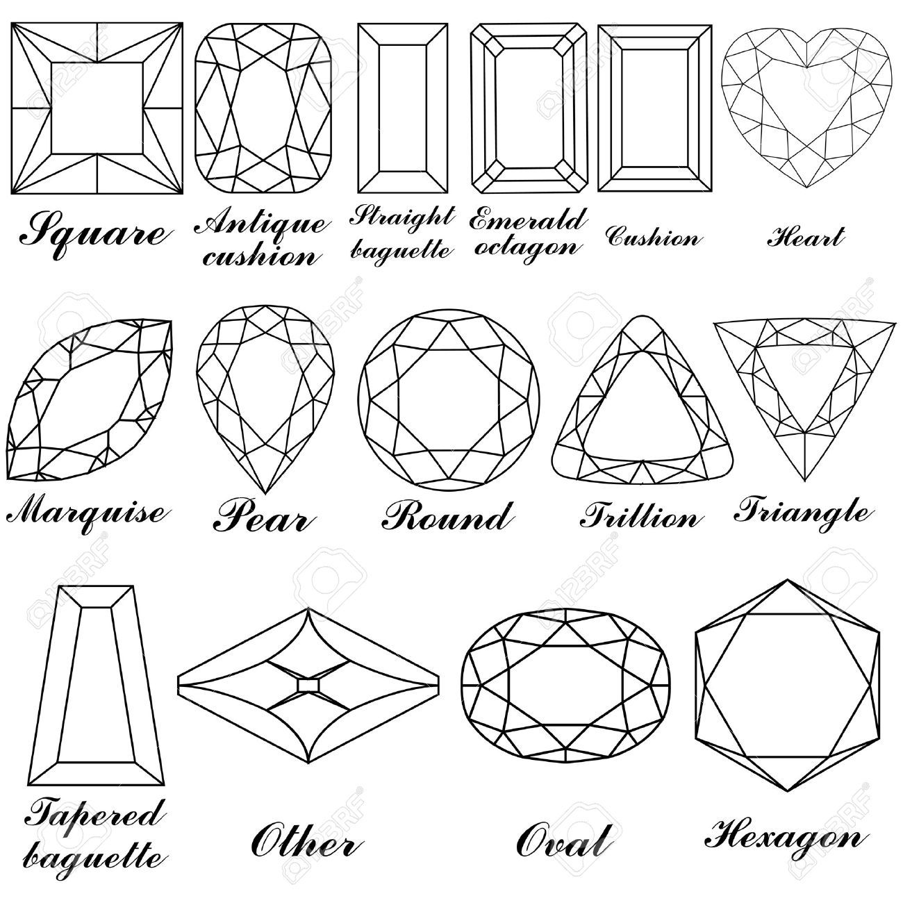 faceted jewel line drawing - Google Search | Jewel drawing ...