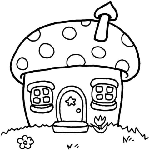 Mushroom Cottage coloring page | Free Printable Coloring Pages