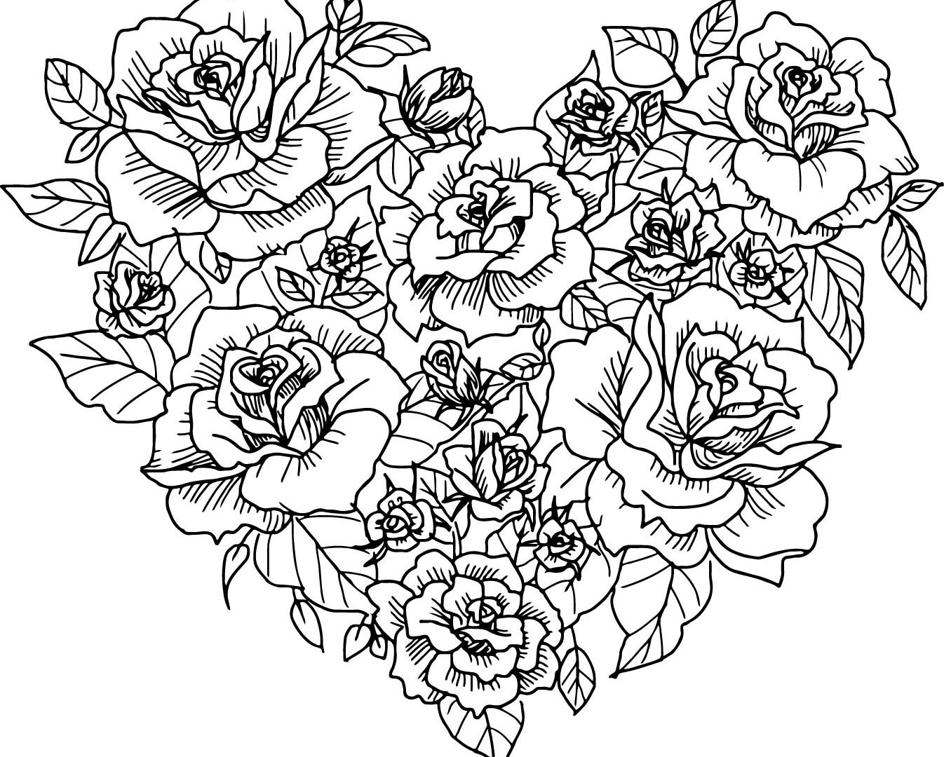 coloring ~ Stunningoloring Pages Of Roses And Hearts Photo ...