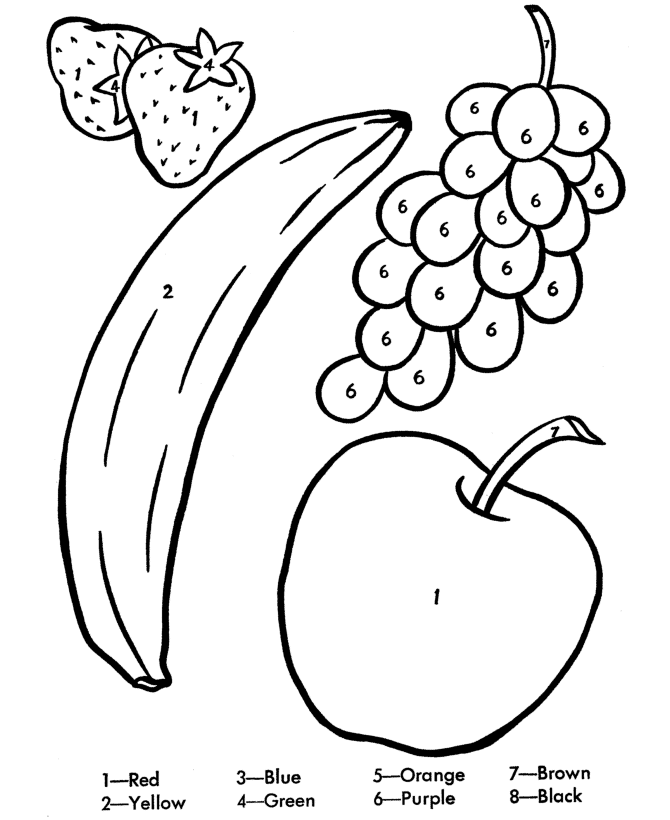 Color by Number Coloring Page | Learn to color by following the color  numbers, Colorful Fruits coloring page Activity sheet | HonkingDonkey
