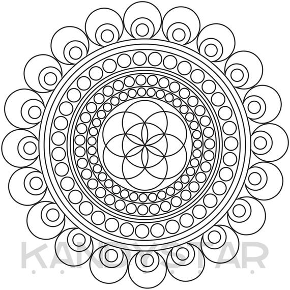 Mandala Coloring Page Seed Printable Instant | Etsy