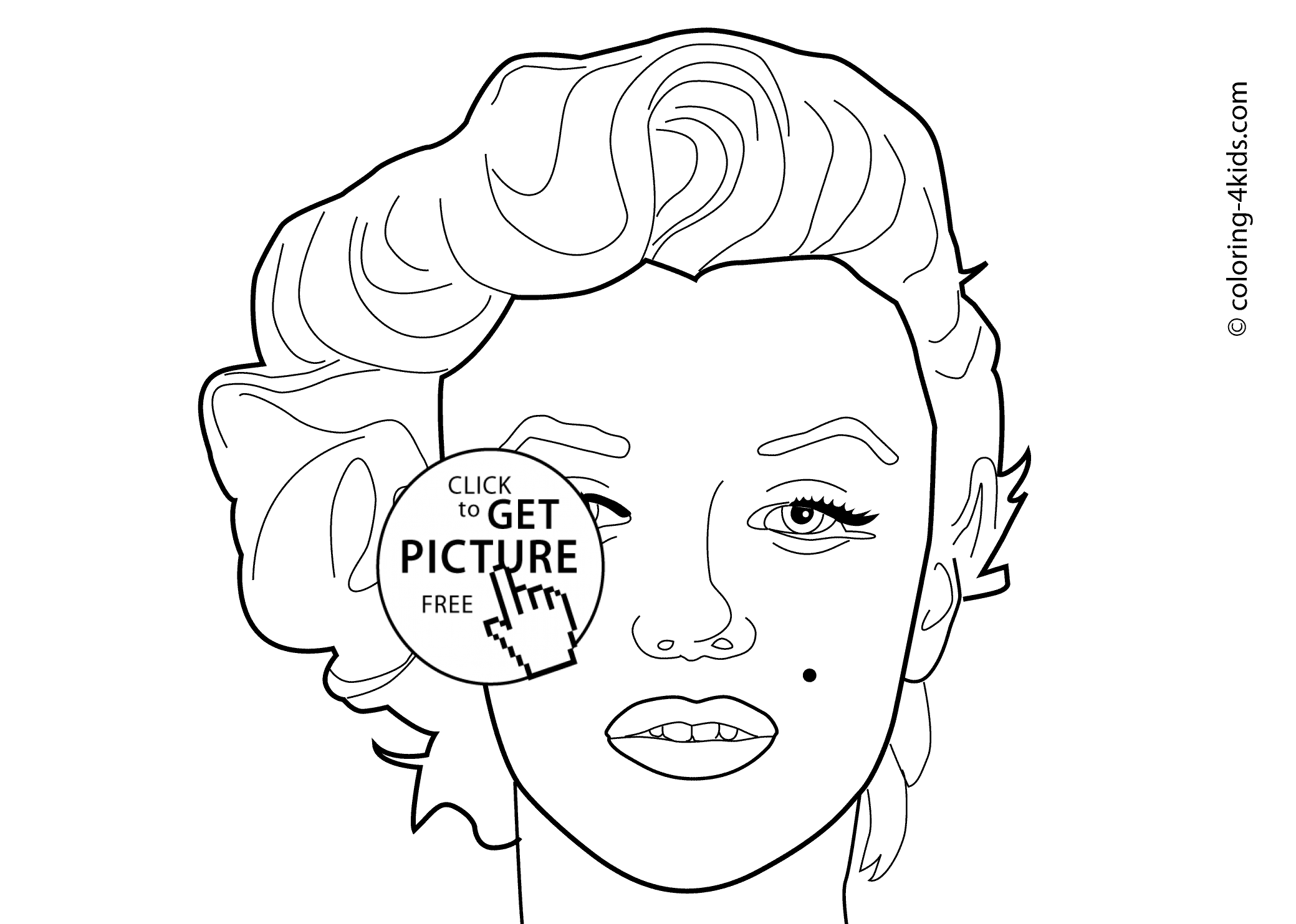 Marilyn Monroe coloring pages for kids, printable free coloring ...