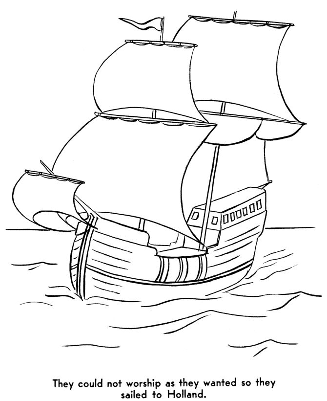 Pilgrims First Thanksgiving Coloring Page - Separatists flee ...