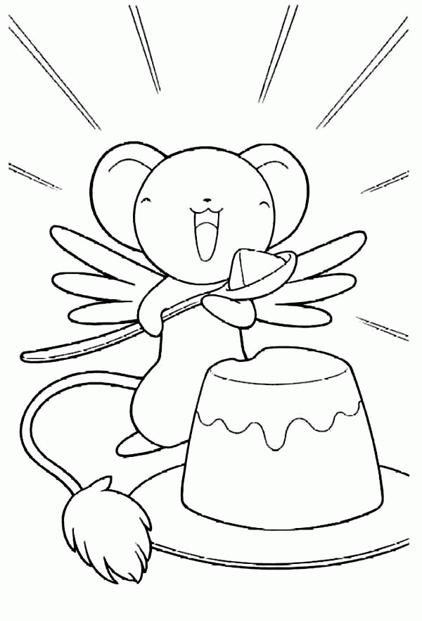 Keroberos Eat Sweet Pudding in Cardcaptor Sakura Coloring Page ...