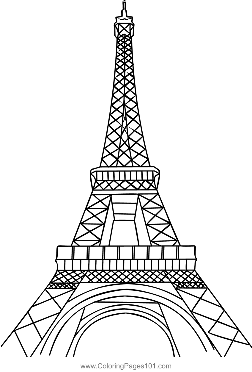Eiffel Tower Coloring Page for Kids - Free France Printable Coloring Pages  Online for Kids - ColoringPages101.com | Coloring Pages for Kids