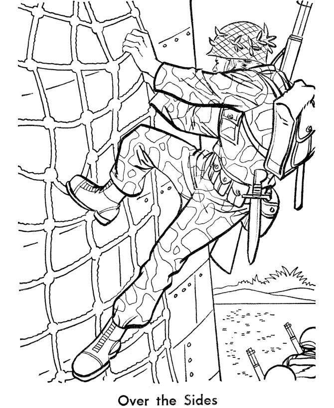 Armed Forces Day Coloring Pages | US Marines from a ship coloring 