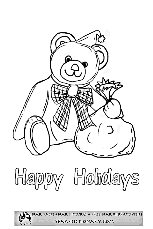 Bear Christmas Coloring Page,Toby's Bear Christmas Coloring Sheet 