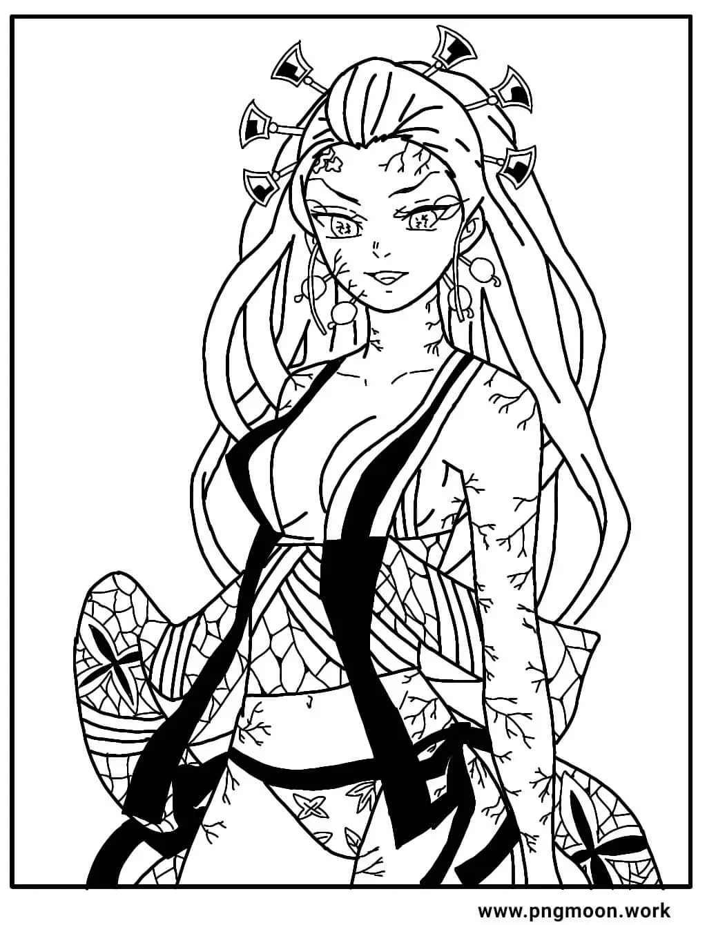 Daki Coloring Pages, Demon Slayer - Pngmoon- PNG images, Coloring Pages