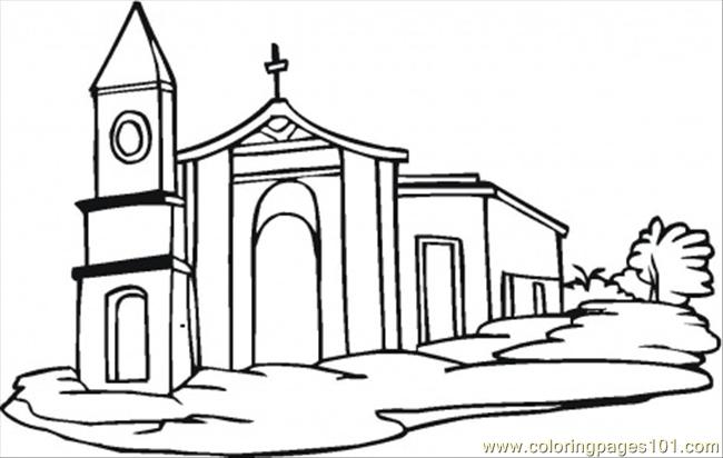Church Coloring Page for Kids - Free Buildings Printable Coloring Pages  Online for Kids - ColoringPages101.com | Coloring Pages for Kids