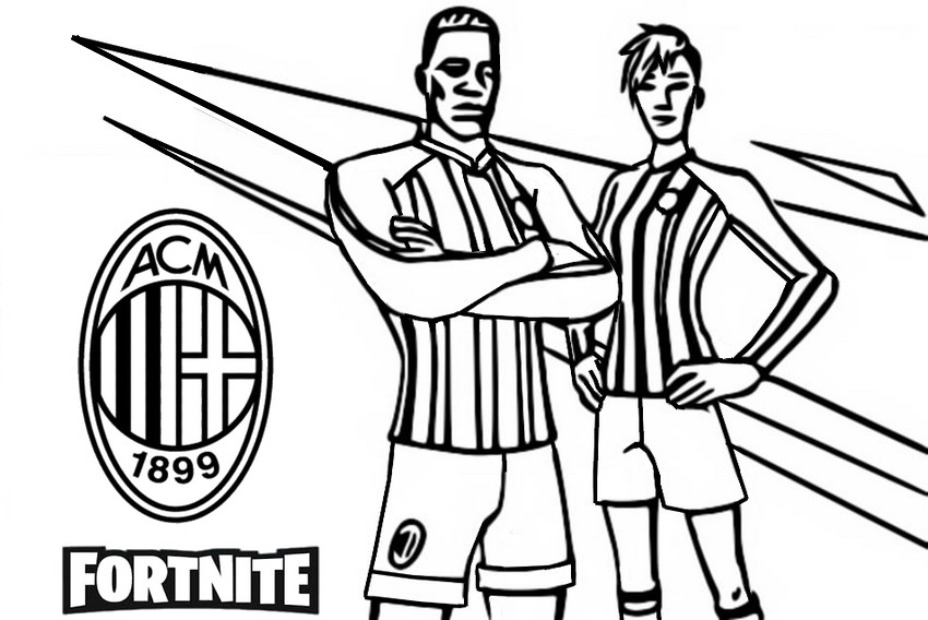 Coloring page Fortnite soccer : AC Milan 3