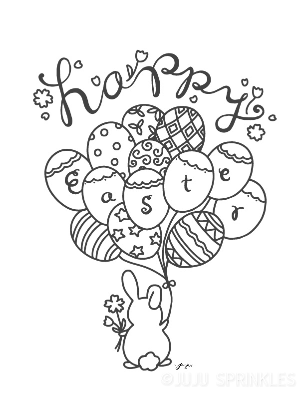FREE Happy Easter Bunny Coloring Page and Card - Juju Sprinkles
