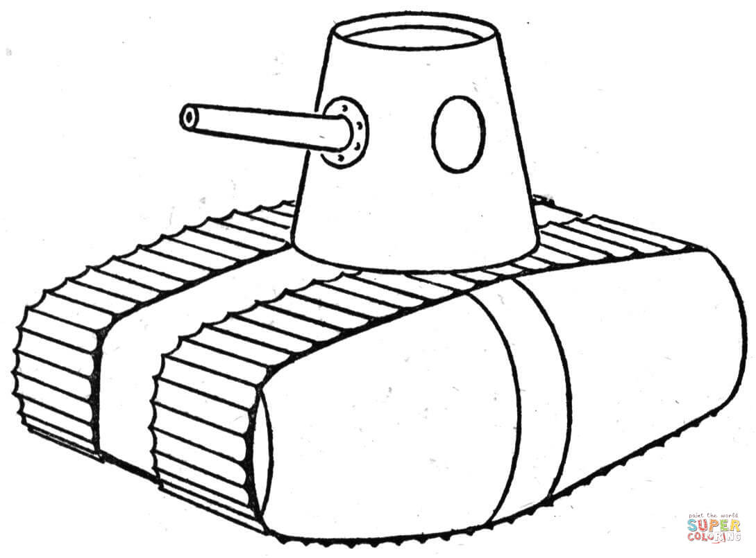 WW1 Style Tank coloring page | Free Printable Coloring Pages