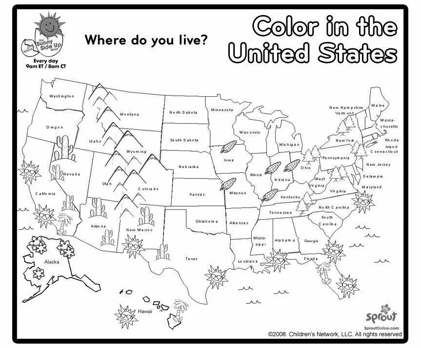 Us map, Coloring pages and Coloring