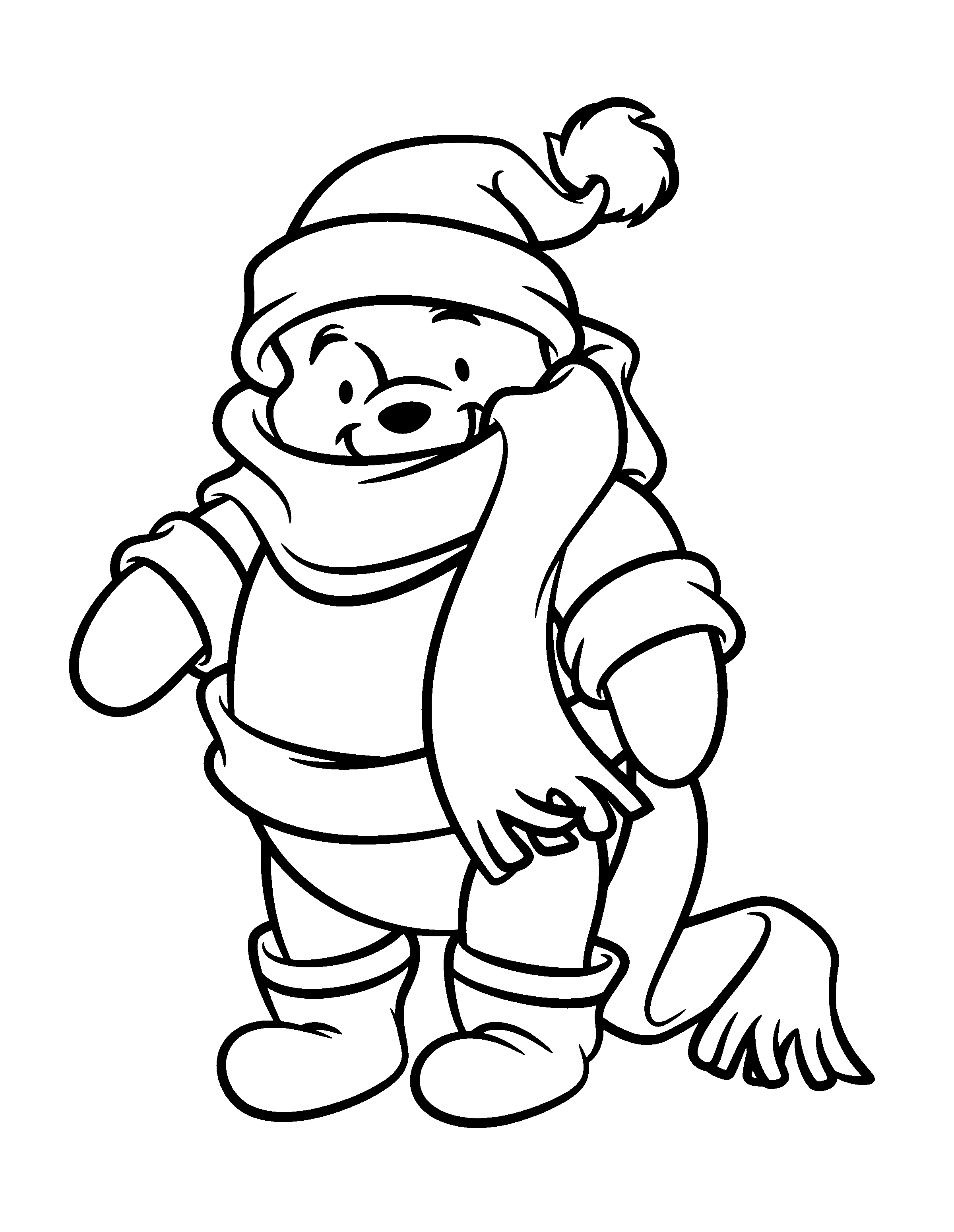 Pooh in Winter Clothes Coloring Page | Animal pages of ...
