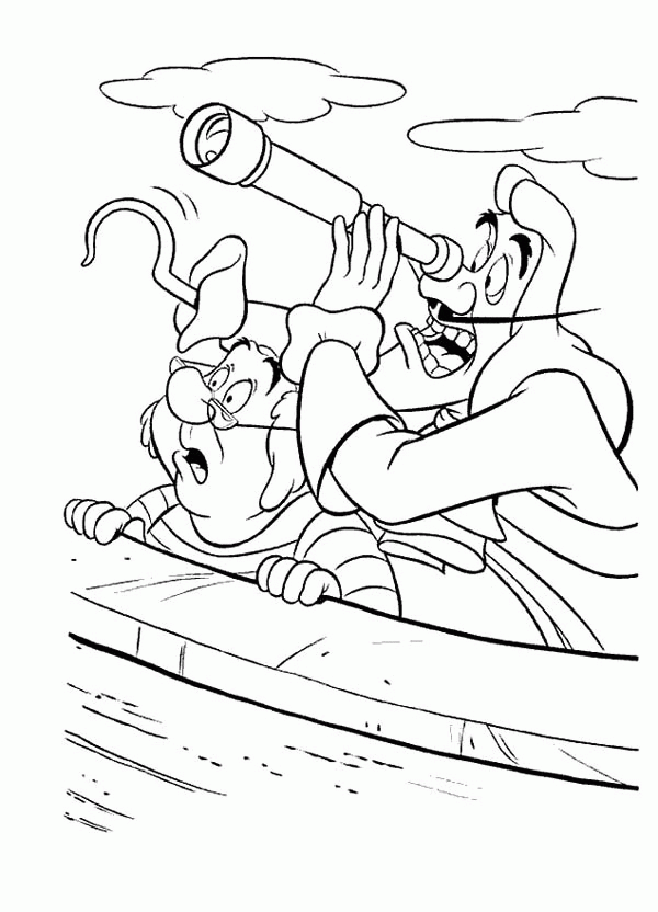 Captain Hook and Mr Smee Spying on Peter Pan Coloring Page ...