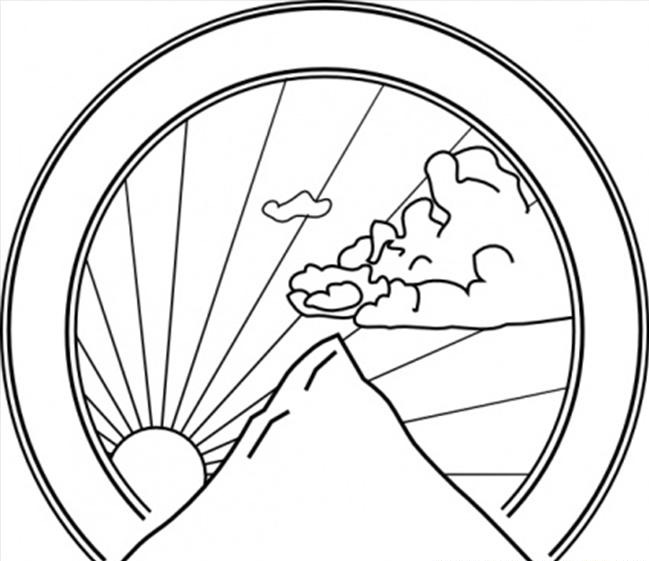 Mountain Sunshine Coloring Page coloring page & book for kids.