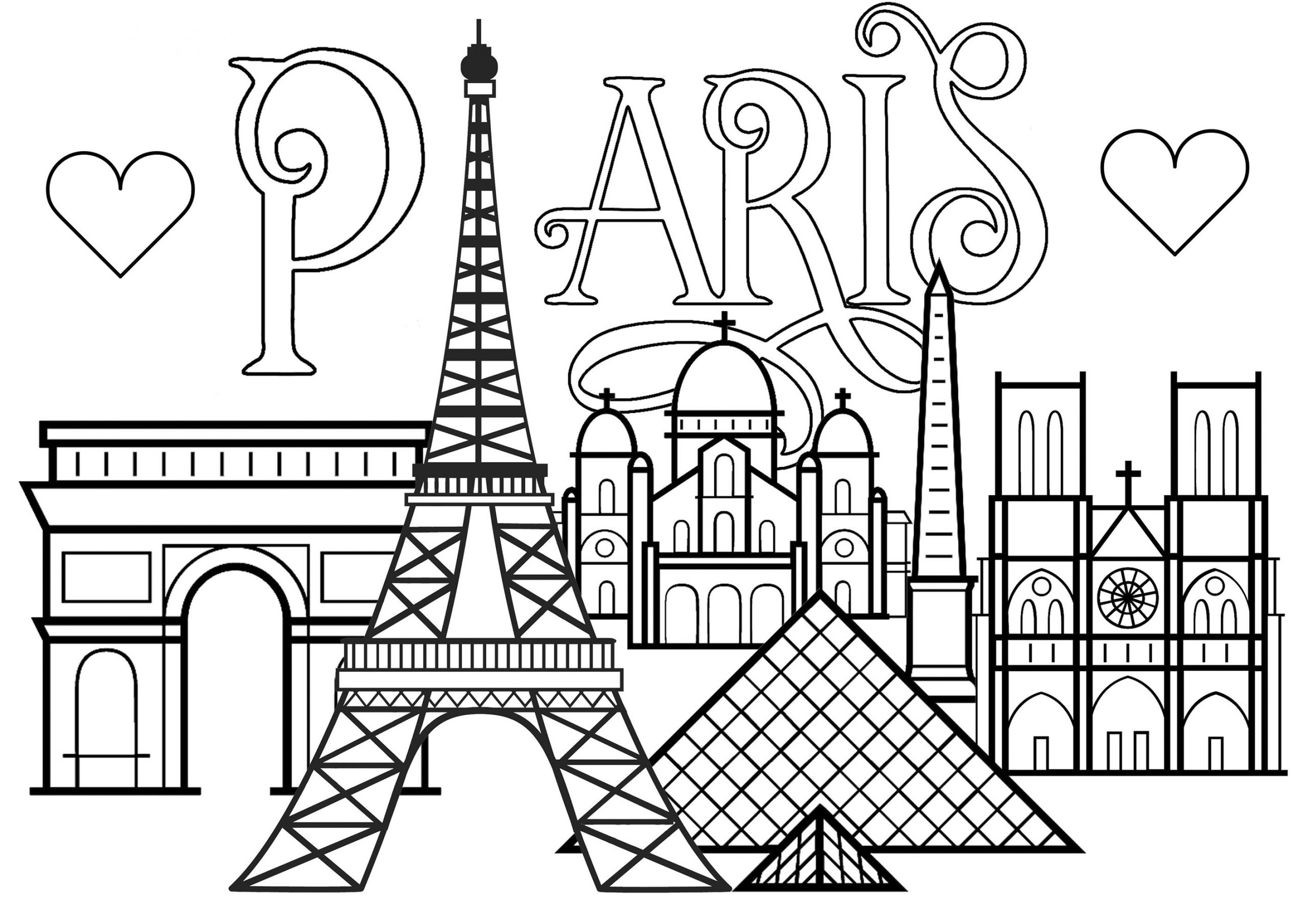 Coloring Pages : Coloring Paris Monuments And Text Pages Amazing ...