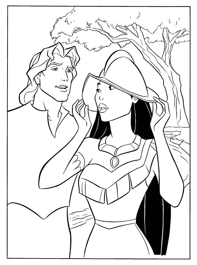 Pocahontas Using Hat John Smith Coloring Pages | Disney ...