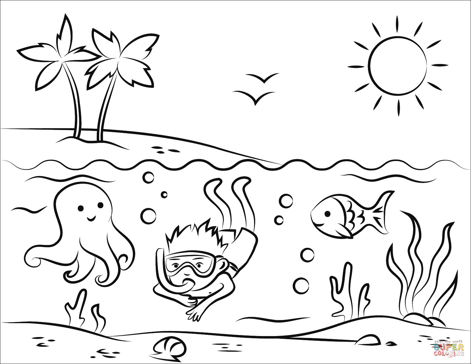 Sunset Beach Coloring Page - 101+ Popular SVG File