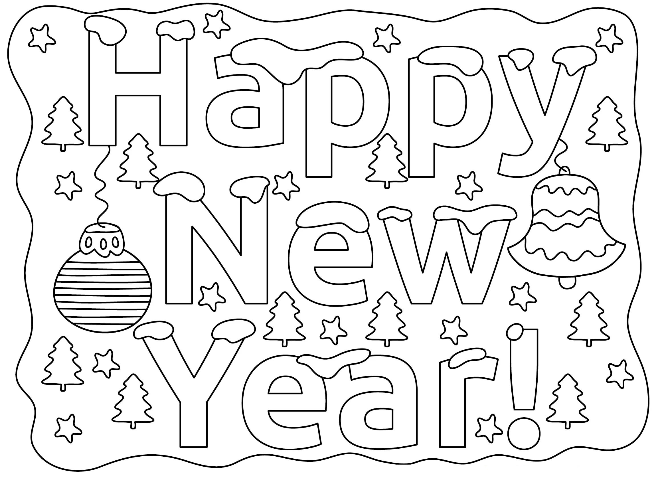 Happy New Year Coloring Pages. 160 New Greeting Cards Coloring Pages