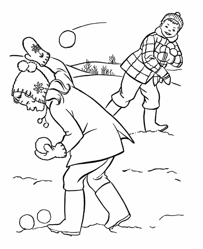 Bluebonkers: Printable Winter Coloring Sheets - Snowball Fight