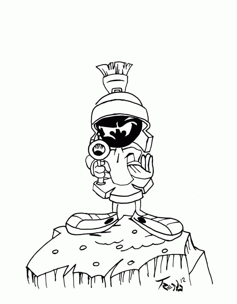 Cartoon Marvin The Martian Coloring Pages For Kids Coloring Labs