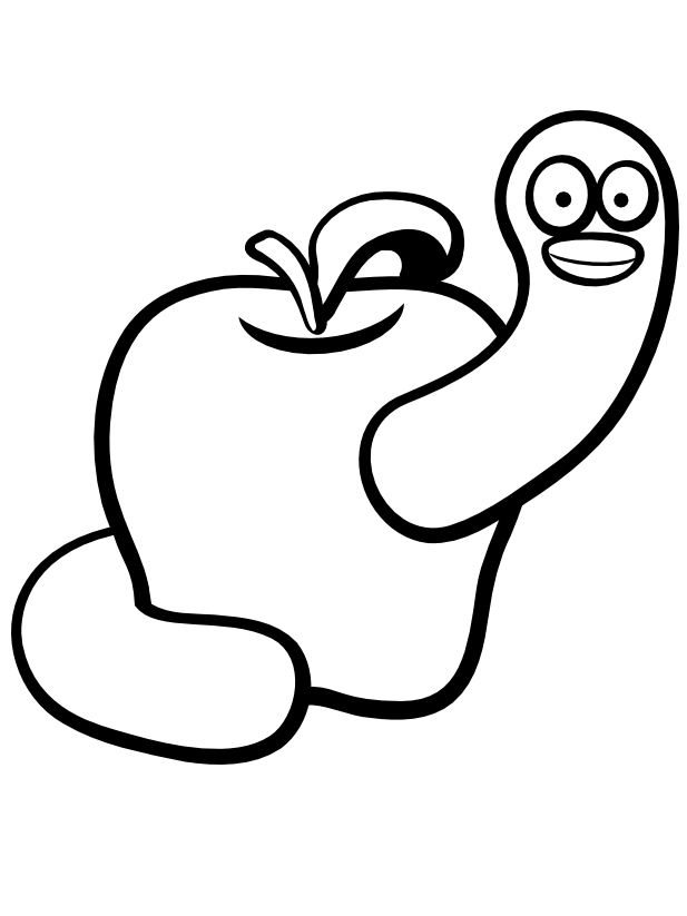 Apple Worm Coloring Page Coloring Page For Kids | Kids Coloring
